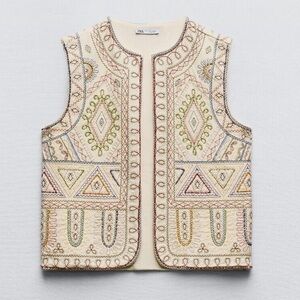 Zara Multicolor Embroidered Vest